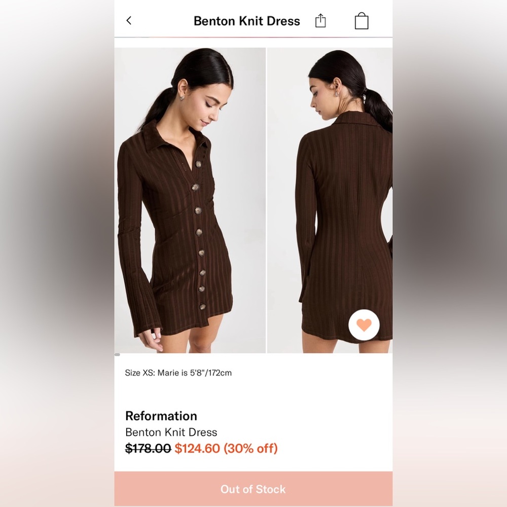 Reformation Benton Knit Dress XS